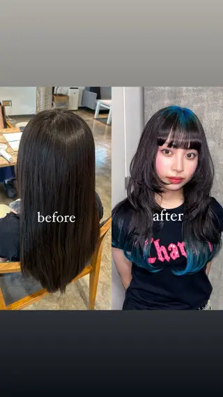 セミロング カラー 💫miyu💫デザ インカラー/アレンジのヘアスタイル