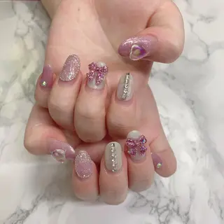 ネイル はな💎ネイル ワンホン、長さ出しのネイルデザイン