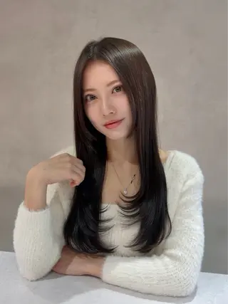 ロング カラー 新島 涼のヘアスタイル