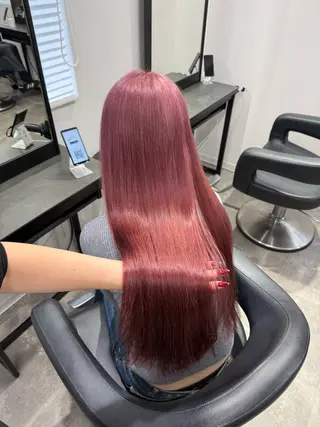 ロング カラー ヘアアレンジ 💗暖色特化ピンク/ 赤髪💗HARUNAのヘアスタイル