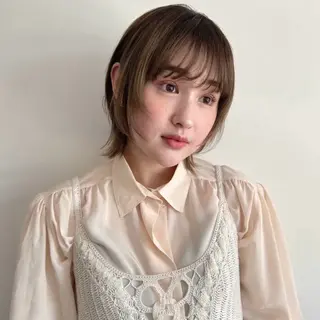 ミディアム 暖色カラー/顔まわり /mao🎀のヘアスタイル