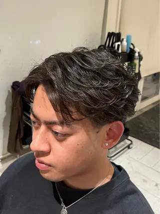 ショート パーマ メンズ BLUE       hair＆Life所属・メンズ特化 山崎  蓮のヘアスタイル