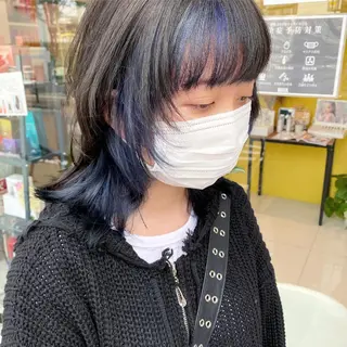 ミディアム カラー HOLON池袋所属・ウルフカット ハッシュカット/七海のヘアスタイル