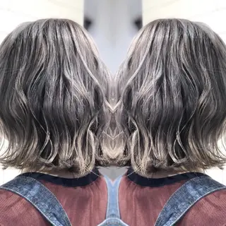 ミディアム カラー ヘアアレンジ 髪質改善×ハイトーン 中田啄也のヘアスタイル