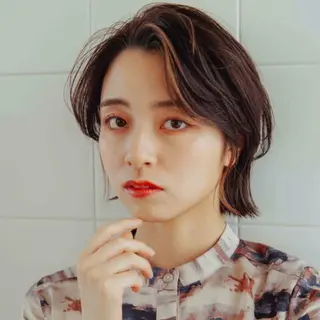 ミディアム カラー ハイトーン/ボブ/ ハイライト🌱ᩚ涼介のヘアスタイル