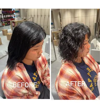 ミディアム パーマ kako ショート ボブのヘアスタイル