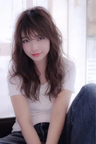 ミディアム セミロング ロング カラー パーマ Lien🌿Top Stylist沖田のヘアスタイル