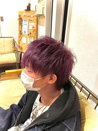 カラー メンズパーマ/ダウン パーマ/十文字玲音のヘアスタイル