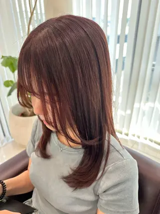 セミロング カラー 艶カラー/縮毛矯正/ ブリーチカラー/みなのヘアスタイル