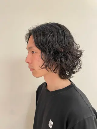 ミディアム パーマ メンズ ヘッドスパ/カラー 葉月のヘアスタイル