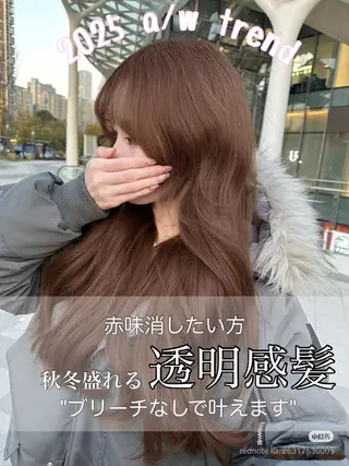 ロング カラー 透明感カラー✨🩵 韓国ヘアkanatoのヘアスタイル