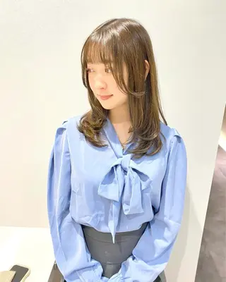 ミディアム カラー 髪質改善水素TR× レイヤーカット/熊澤のヘアスタイル