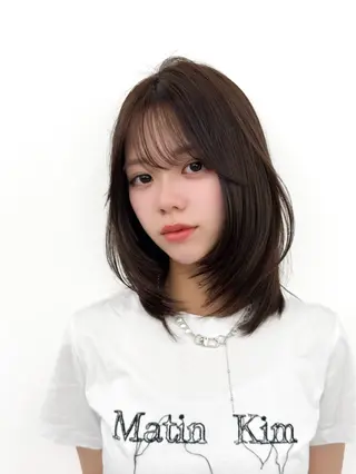 ミディアム カラー ヘアアレンジ 最小顔周り&レイヤー 特化/池袋/kokiのヘアスタイル
