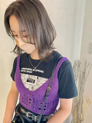 ミディアム カラー 似合わせカラーパーマ 🌿kitin米川のヘアスタイル