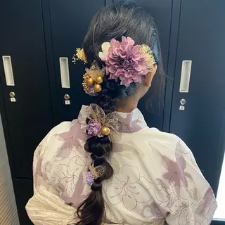 ヘアアレンジ 艶暖色カラー🍒 縮毛矯正ほののヘアスタイル