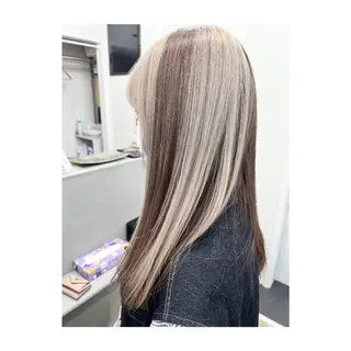 ロング サニーサイド大名 ダブルカラー髪質改善のヘアスタイル