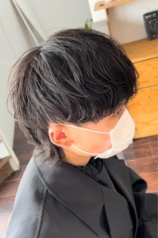 ショート パーマ メンズ 愛梨/ハイトーン /韓国/ダメージレスのヘアスタイル