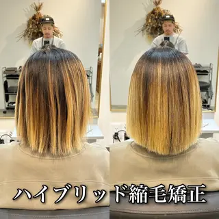 ミディアム パーマ "ブリーチ縮毛矯正” /デサキショウヘイのヘアスタイル