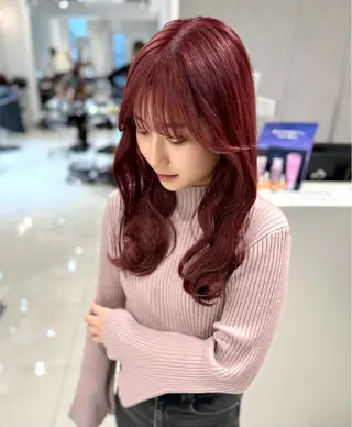 セミロング カラー ハッシュカット レイヤー池袋のヘアスタイル