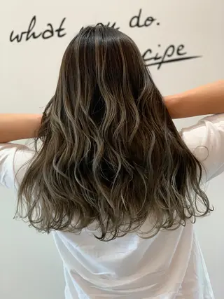 セミロング カラー 河内 元伸のヘアスタイル