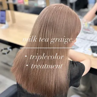 ロング カラー NAMI🤎ブラウン &ミルクティー🤍のヘアスタイル
