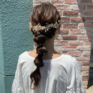 ヘアアレンジ 関口 桃花🌷 暖色カラーのヘアスタイル