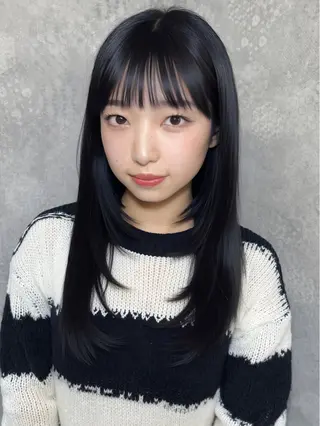 セミロング カラー ヘアアレンジ 韓国レイヤーカット/ 儚げカラーチナツのヘアスタイル