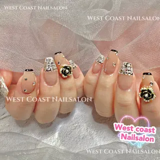 ネイル リボン、ガーリー パーツ放題専門店のネイルデザイン