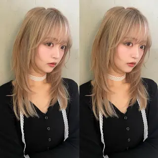 セミロング カラー 表参道/レイヤー/暖 色/Ｗカラー/小春のヘアスタイル