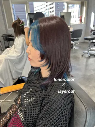 ミディアム カラー プルエクステ/インナ ーカラー🦊はるなのヘアスタイル