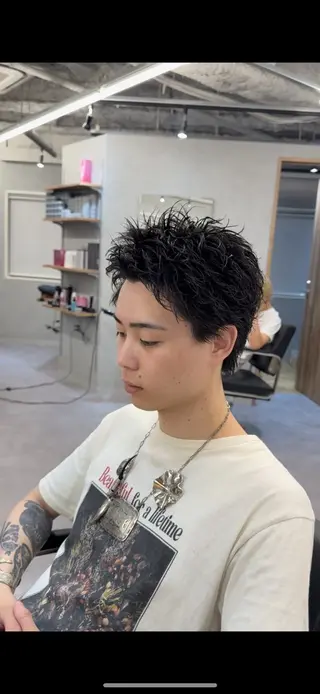 ショート パーマ メンズ 安藤 晴大のヘアスタイル