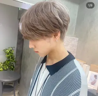 ショート カラー ヘアアレンジ メンズ ボブ/透明感ベージュ 🫧クルミ🌟のヘアスタイル