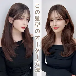 セミロング カラー 顔周り特化/韓国ヘア /レイヤー/吉野幸大のヘアスタイル