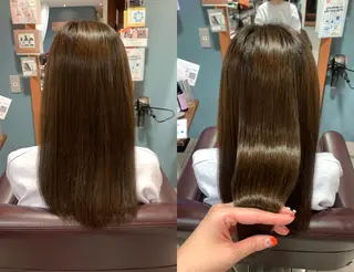 ロング パーマ 傷ませない縮毛矯正／ 吉岡 美江のヘアスタイル