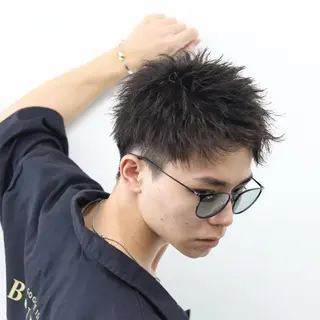 ショート カラー パーマ メンズ シースルーマッシュ/ メンズ/KYOHEIのヘアスタイル