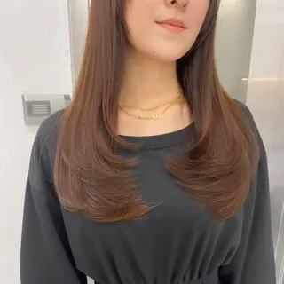 セミロング カラー 透明感/韓国風 🤍moeka🤍のヘアスタイル