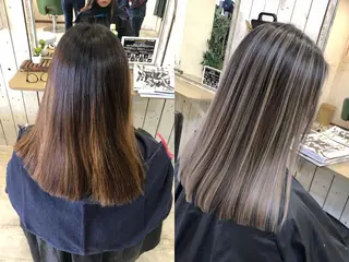 ミディアム 韓国レイヤー外国人風 透明感カラー髪質改善のヘアスタイル