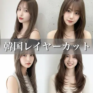 ロング カラー 赤み消し韓国ヘア レイヤー縮毛🤍渡邉のヘアスタイル