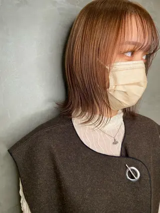 ミディアム カラー 酸性縮毛矯正 Coreすずのヘアスタイル