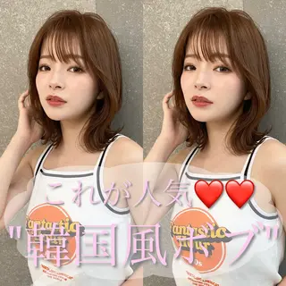 ミディアム カラー 韓国レイヤー 店長　渡部晃輝のヘアスタイル