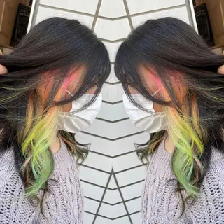 セミロング カラー 👑派手髪/カット 👑ANRYのヘアスタイル