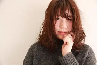 セミロング カラー パーマ ルービック 梅田茶屋町店のヘアスタイル