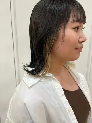 ミディアム カラー ヘアアレンジ メンズ アイブロウ pu+on. nailworks所属・fuyumi / ニュアンスネイルのネイルデザイン
