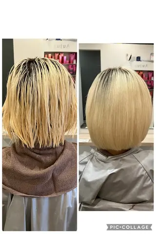 ミディアム パーマ ツヤ髪🌕縮毛矯正 長谷川勇人のヘアスタイル