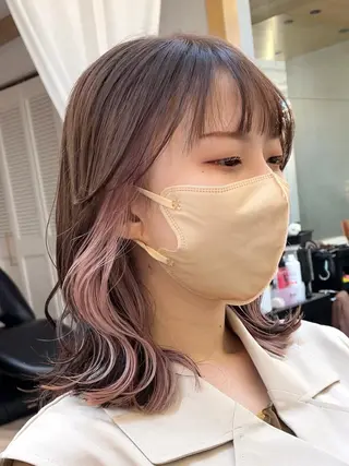 ミディアム カラー 縮毛/レイヤー 韓国/橋口のヘアスタイル
