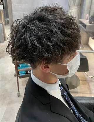 ミディアム パーマ メンズ 骨格整形カット/ ショート✂️堀夢哉のヘアスタイル