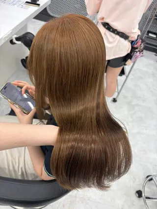 ロング カラー 韓国レイヤー ハッシュカットのヘアスタイル