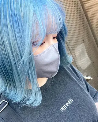 ミディアム ブリーチ毛縮毛矯正 👑山口のヘアスタイル