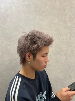 ショート カラー メンズ ARIA💎縮毛矯正 ブリーチ💎複雑履歴のヘアスタイル