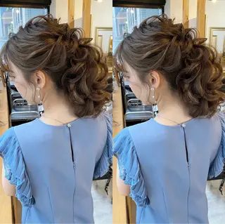 セミロング カラー ヘアアレンジ ネイル マツエク・マツパ ハイライト、レイヤー カット/西梅田/中西のヘアスタイル